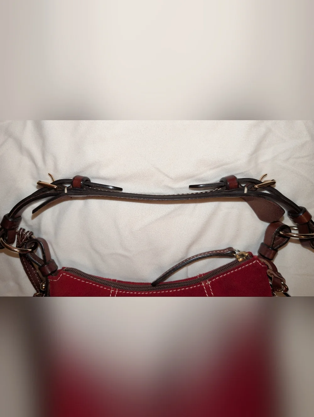 Dooney & Bourke Suede Hobo Bag Red GUC